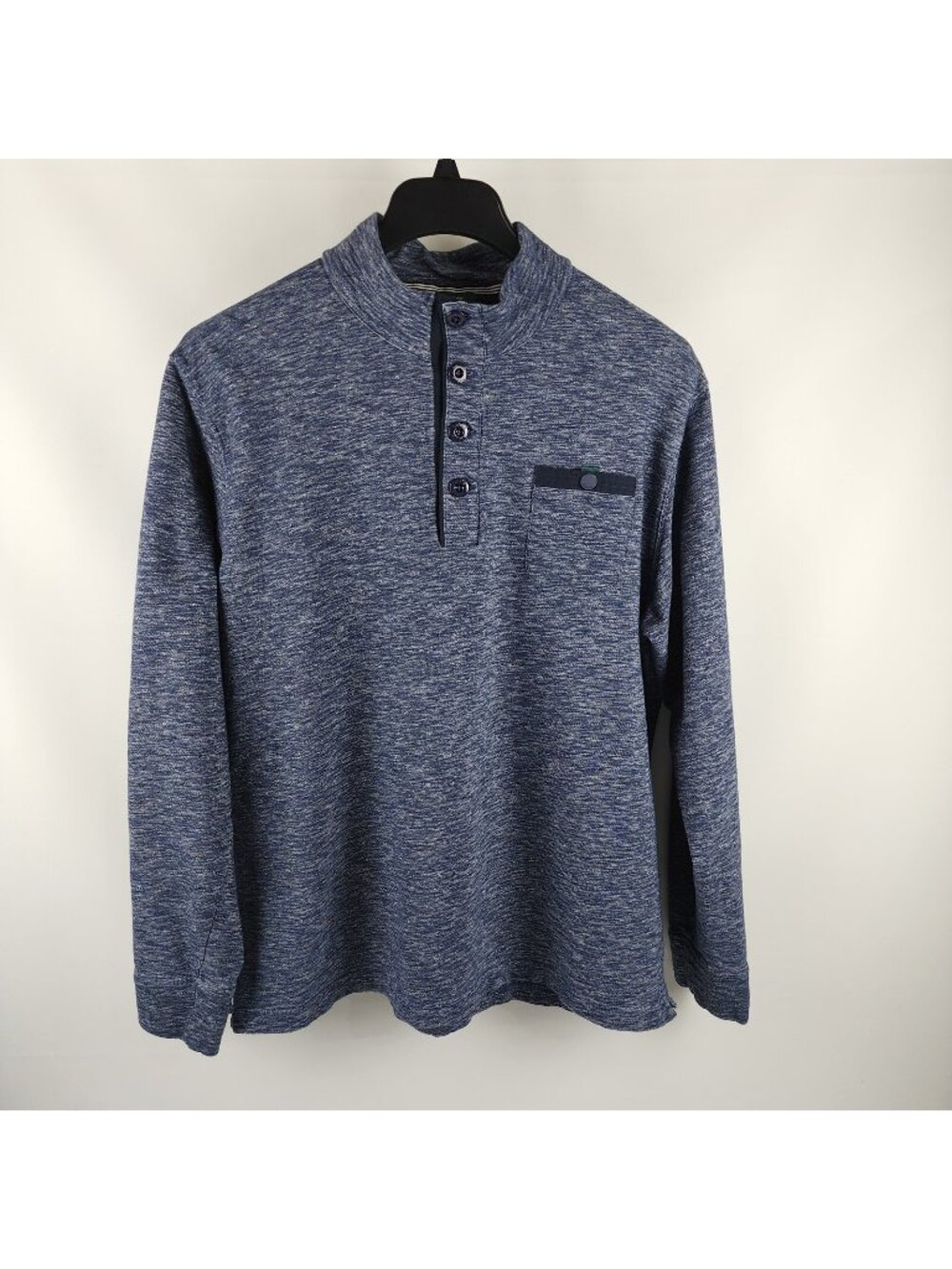 Orvis Shirt Mens XL Blue Heathered 1/4 Button L/S Sweatshirt 3AMB